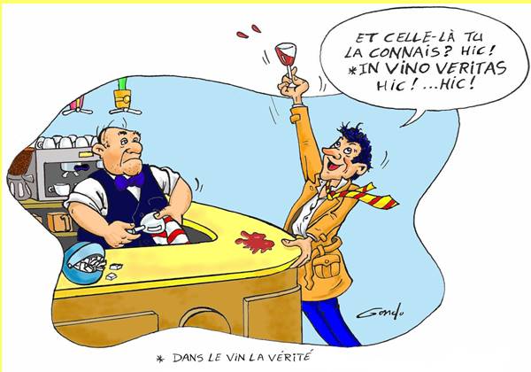 dessin d'un barman et d'un client tres qui a trop bu