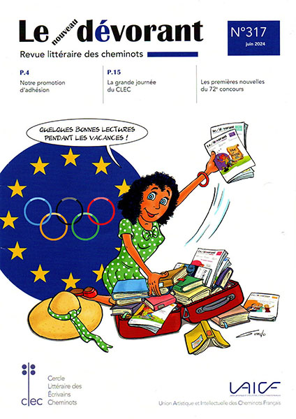 dessin d'une jeune femme qui remplit sa valise de bouquins pour ses vacances